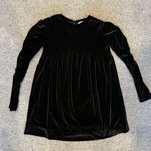 Dou Dou Girls Long Sleeve Velvet Dress Black Kids Formal Dress 8A Christmas